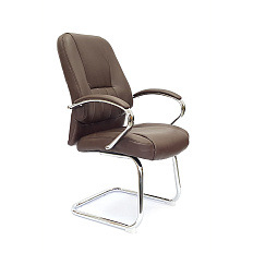 RT-090BS Кресло экокожа, полозья хром обивка коричневый 67