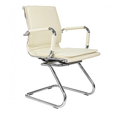 CH-993-Low-V Кресло экокожа, полозья обивка слоновая кость ivory, каркас хром, ID664076