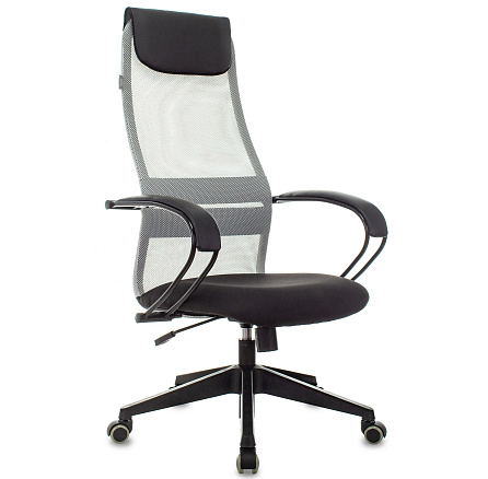 CH-607 Кресло сетка/ткань светло-серый TW-02 сиденье черный, крест.пластик, ID1846043