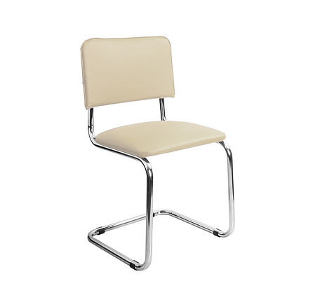 СИЛЬВИЯ Стул иск. кожа, полозья хром обивка слоновая кость V-18, каркас хром