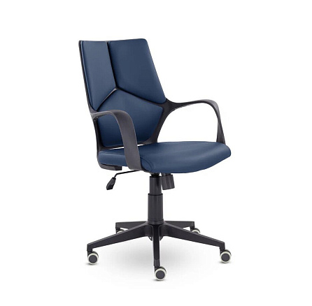 Айкью H Ср CH-710  Кресло экокожа темно-синий S-0419, крестовина пластик черный