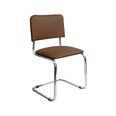 СИЛЬВИЯ Стул иск. кожа, полозья хром обивка коричневый V-19, каркас хром