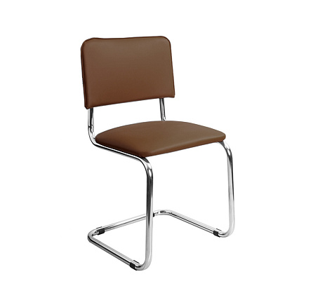 СИЛЬВИЯ Стул иск. кожа, полозья хром обивка коричневый V-19, каркас хром