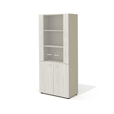 NT-47 Шкаф  88x46x204,5 Ньютон / New.Tone дуб серебристый шпон (Италия) /стекло матовое