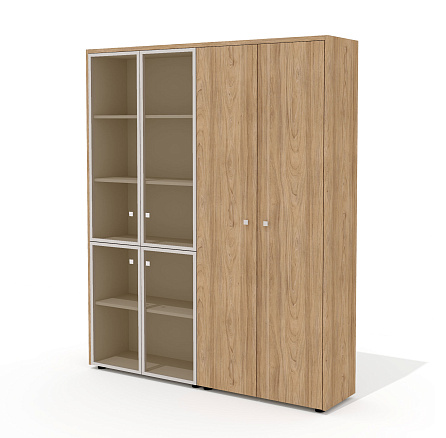 Шкаф для документов и одежды со стеклом (комплектация 43) 163,6х37х200,8 Рио Директ / Rio Direct вяз
