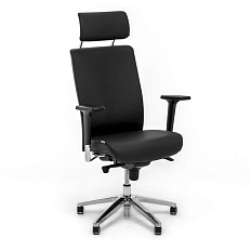 RONAN/S Кресло кожа+к/з, крестовина металл обивка черный, каркас алюминий