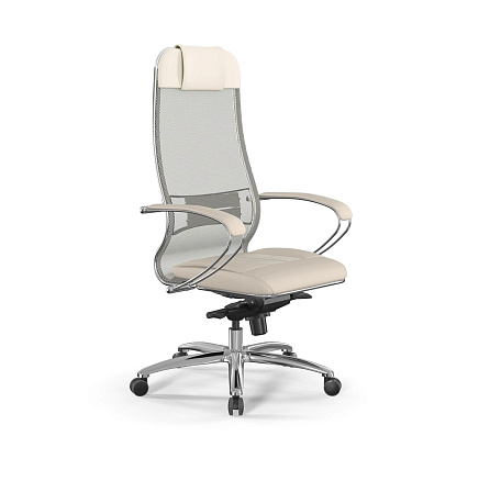 SL-1 Samurai Кресло сетка/экокожа Infinity Easy Clean, обивка молочный 8.2.1.49