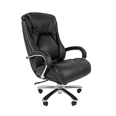 402 Chairman Кресло кожа+к/з, крестовина хром обивка черный black, каркас хром, 07015966