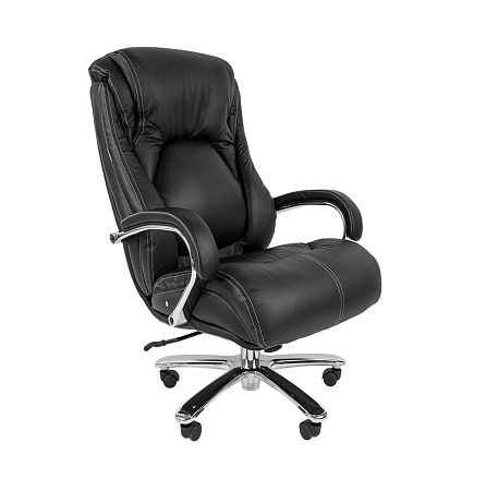 402 Chairman Кресло кожа+к/з, крестовина хром обивка черный black, каркас хром, 07015966