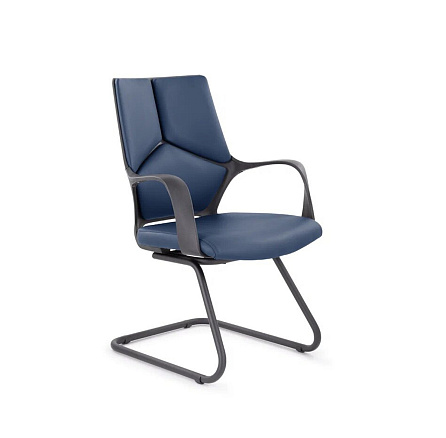 Айкью Н/п CH-710 BL Кресло экокожа темно-синий S-0419, полозья черный