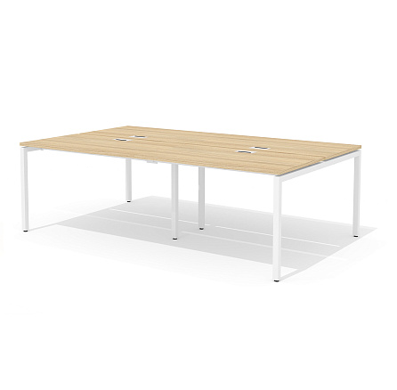 RM-4.1 (x4) + F-52 Двойная группа сдвоенного стола прямого с люком на металлокаркасе Rio Project швейцарский вяз / белый